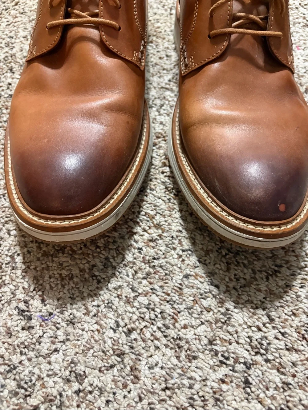 Johnston & Murphy Men's Tan Leather Derby Shoes - Classic Lace-Up size 11.5 EUC